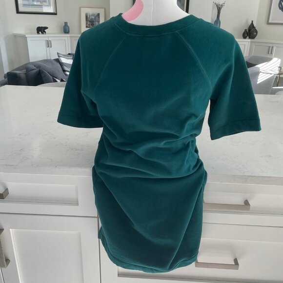 PGD Fleece Crew Neck S Slv Cotton Poly Blend Sweatshirt Mini Dress Green Sz XXS - Picture 4 of 10